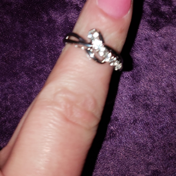 Solid Sterling Silver with Lab Created White Sapphires - Picture 6 of 6